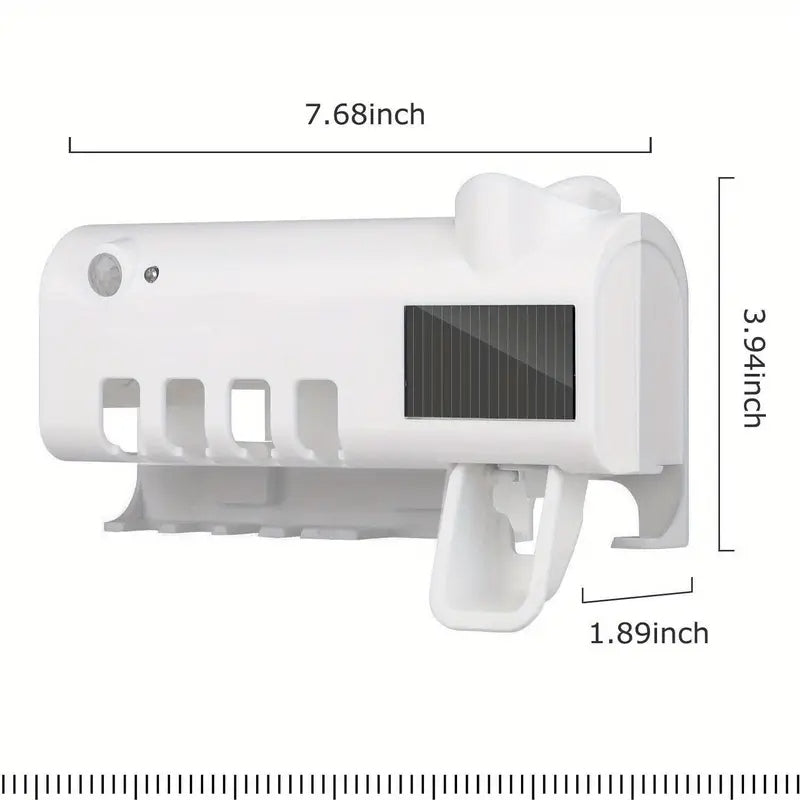 Homira Toothbrush Holder Set with Automatic Toothpaste Dispenser – 4 Slots Wall-Mounted Bathroom Organizer (White/Black)