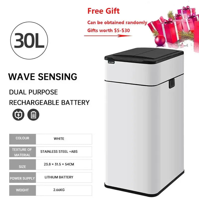 Homira Smart Sensor Trash Can – Large-Capacity Stainless Steel Automatic Bin (9L–60L) for Kitchen & Home