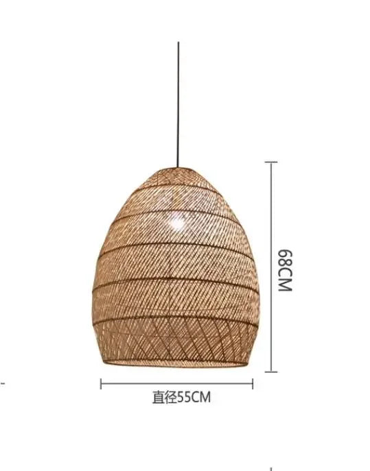 Homira Living Space Japanese Wooden Rattan Pendant Light – Handmade Tatami Chandelier for Bedroom, Study & Restaurant Decor