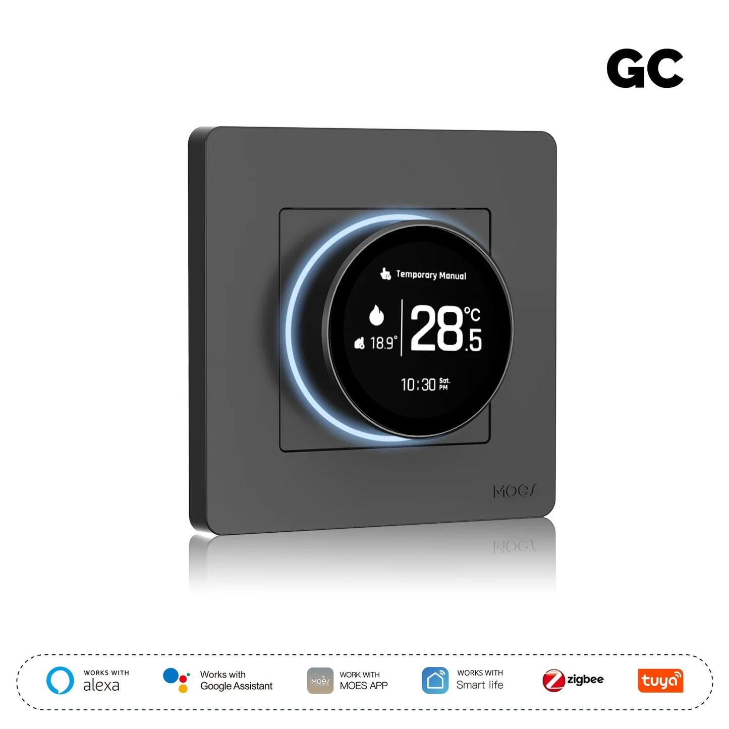 Homira ZigBee Smart Knob Thermostat – Star Ring Series Temperature Controller for Water Boiler & Electric Heating, Works with Alexa & Google Home