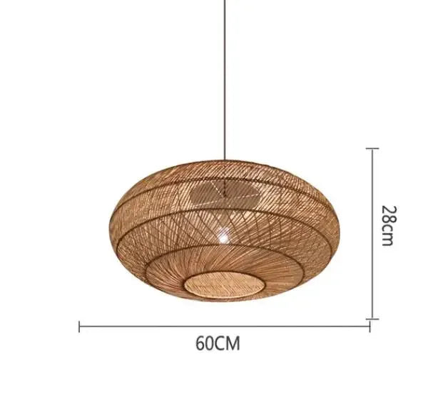 Homira Living Space Japanese Wooden Rattan Pendant Light – Handmade Tatami Chandelier for Bedroom, Study & Restaurant Decor