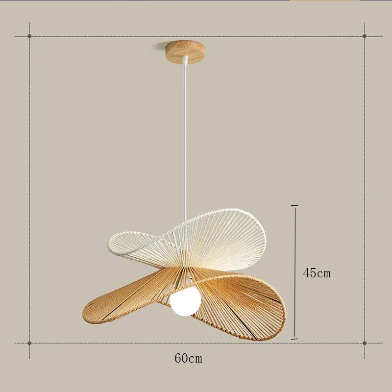 Homira Living Space Rattan Pendant Light – Wabi-Sabi Handwoven Chandelier for Dining, Living Room & Bedroom Decor