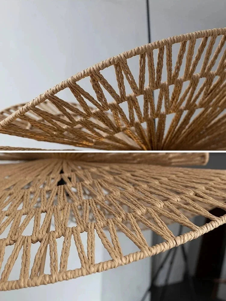 Homira Living Space Rattan Pendant Light – Wabi-Sabi Handwoven Chandelier for Dining, Living Room & Bedroom Decor