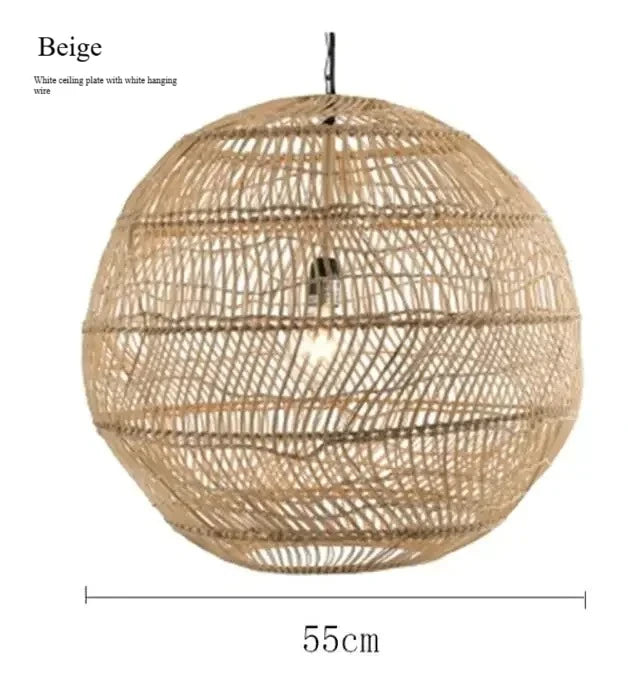 Homira Living Space Japanese Wooden Rattan Pendant Light – Handmade Tatami Chandelier for Restaurant, Bedroom & Study Room Decor