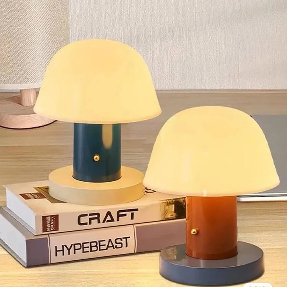 Homira LED Mushroom Table Lamp – USB Rechargeable Touch Switch Bedside Light for Bedroom Decor & Ambient Lighting