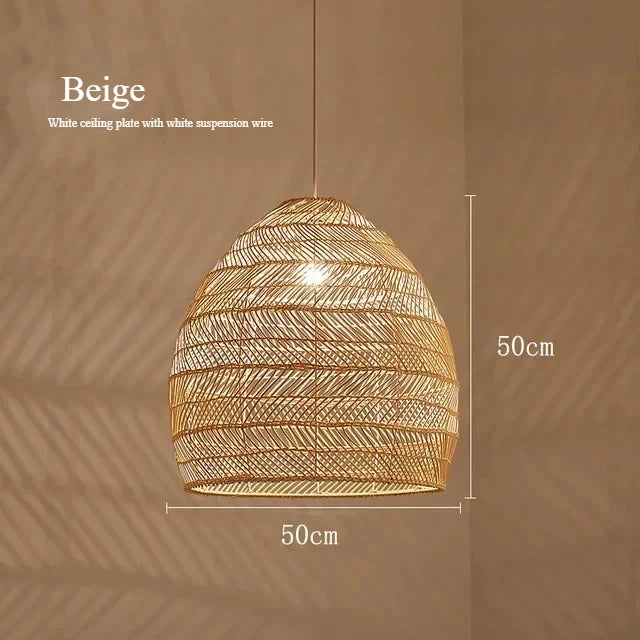 Homira Living Space Japanese Wooden Rattan Pendant Light – Handmade Tatami Chandelier for Restaurant, Bedroom & Study Room Decor
