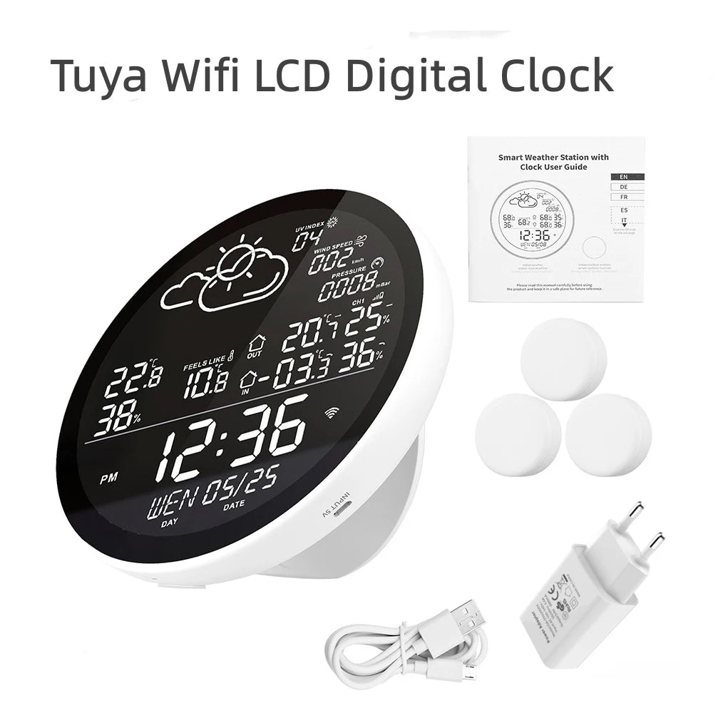 Homira Smart WiFi Weather Station – Indoor/Outdoor Thermometer with Wireless Sensor, Hygrometer & Alarm Clock