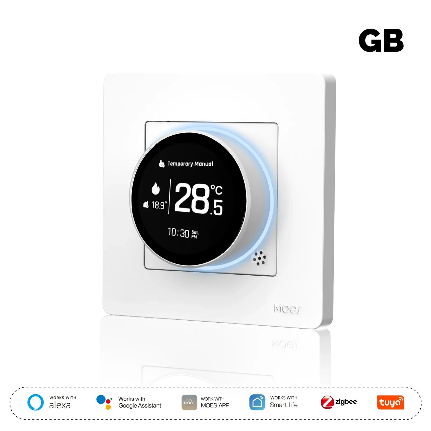 Homira ZigBee Smart Knob Thermostat – Star Ring Series Temperature Controller for Water Boiler & Electric Heating, Works with Alexa & Google Home