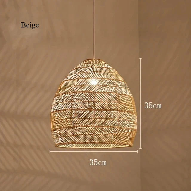 Homira Living Space Japanese Wooden Rattan Pendant Light – Handmade Tatami Chandelier for Restaurant, Bedroom & Study Room Decor