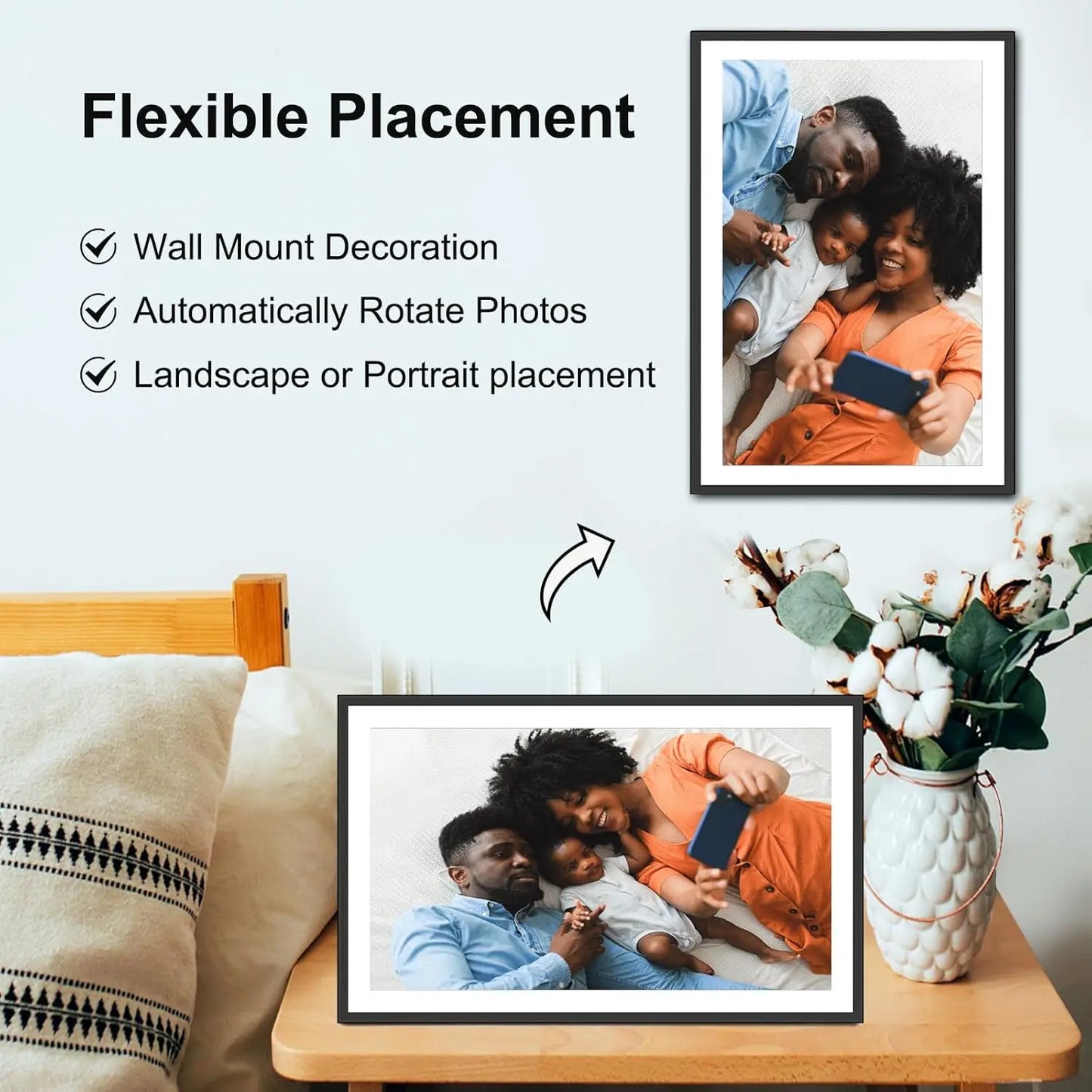 Homira 15.6" WiFi Digital Picture Frame – Full HD 1920×1080 IPS Touchscreen with 32GB Storage, Wall-Mountable Smart Photo Frame