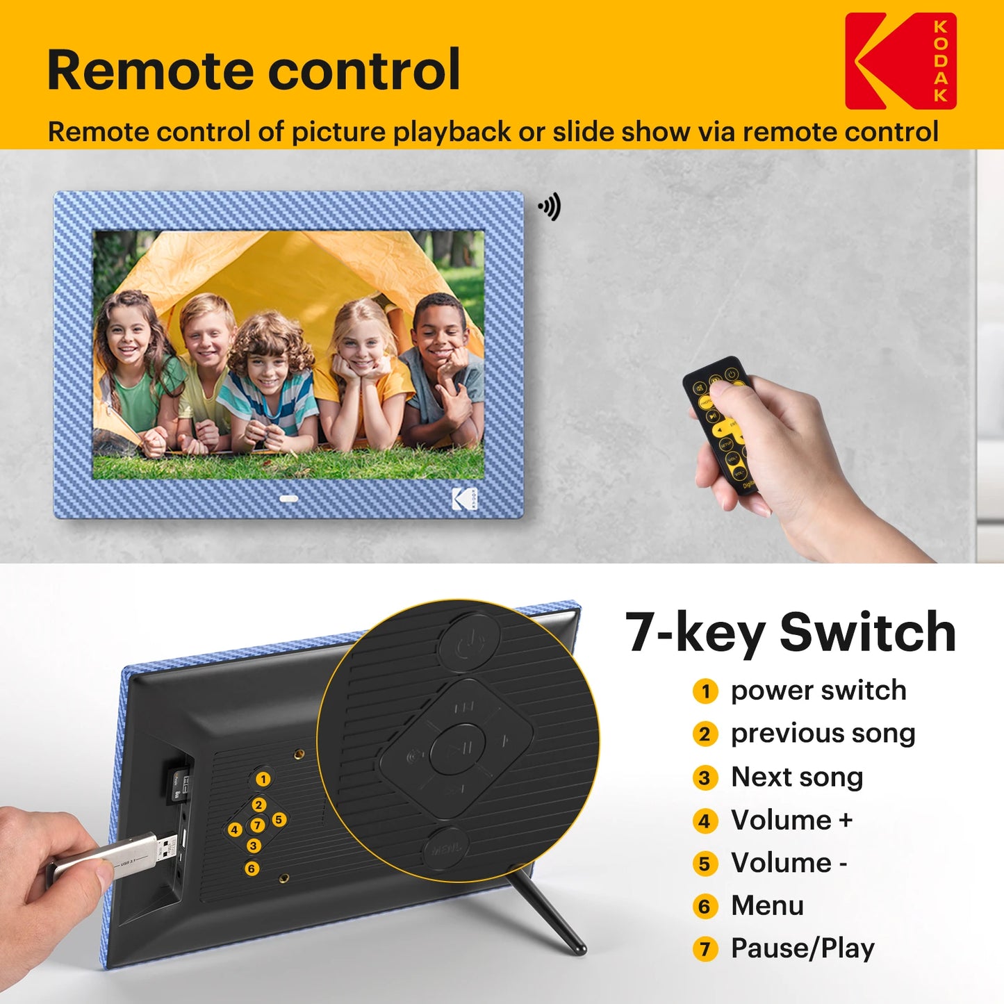 Homira 10.1" Digital Picture Frame – HD 1280×800 Display with Remote Control, Music & Video Player, Calendar & Clock