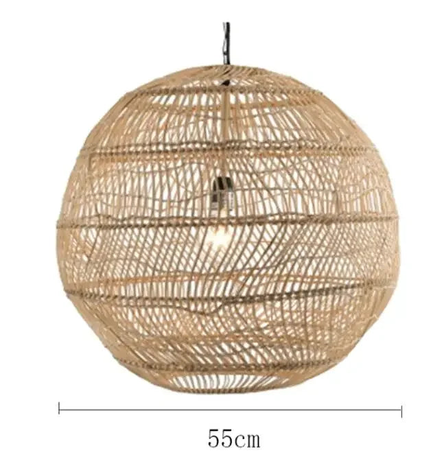 Homira Living Space Japanese Wooden Rattan Pendant Light – Handmade Tatami Chandelier for Bedroom, Study & Restaurant Decor