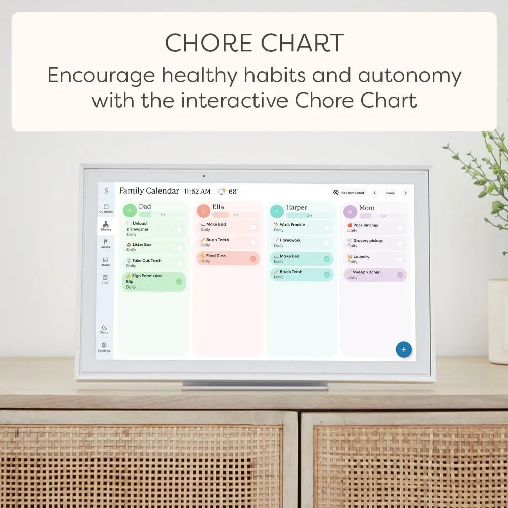 Homira 10" Smart Digital Frame – Touchscreen Calendar & Chore Chart with Photo/Video Display for Family Schedules