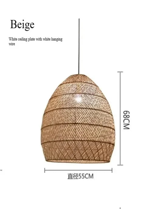 Homira Living Space Japanese Wooden Rattan Pendant Light – Handmade Tatami Chandelier for Restaurant, Bedroom & Study Room Decor