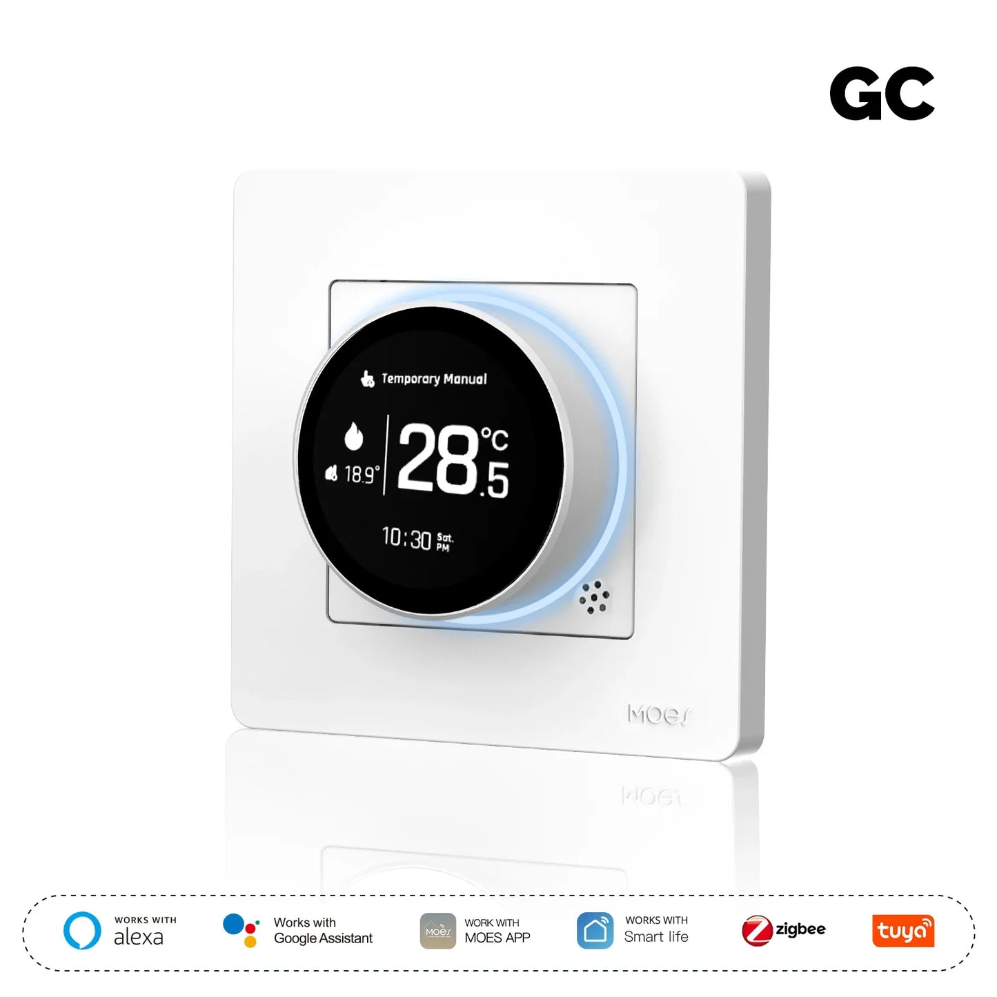 Homira ZigBee Smart Knob Thermostat – Star Ring Series Temperature Controller for Water Boiler & Electric Heating, Works with Alexa & Google Home