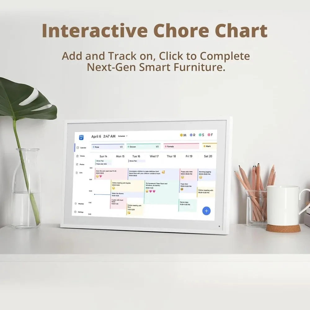 Homira 10" Smart Digital Frame – Touchscreen Calendar & Chore Chart with Photo/Video Display for Family Schedules