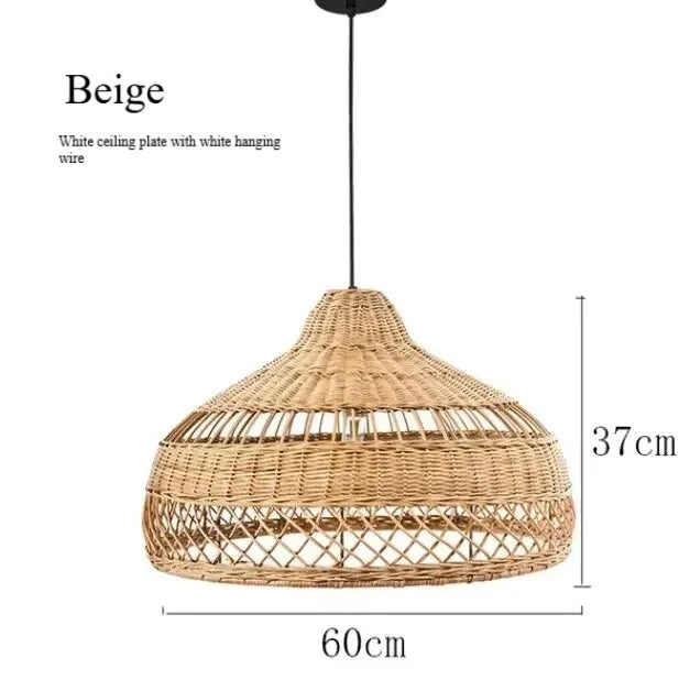 Homira Living Space Japanese Wooden Rattan Pendant Light – Handmade Tatami Chandelier for Restaurant, Bedroom & Study Room Decor