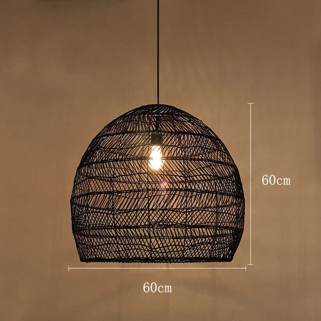 Homira Living Space Japanese Wooden Rattan Pendant Light – Handmade Tatami Chandelier for Bedroom, Study & Restaurant Decor