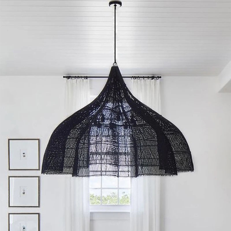 Homira Living Space Japanese Rattan Pendant Light – Handmade Hanging Lamp for Dining Room, Living Room & Restaurant Decor
