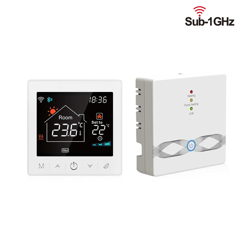 Homira WiFi Wireless Smart Thermostat – Gas Boiler & RF433 Floor Heating Controller with Receiver, Works with Alexa & Google Home