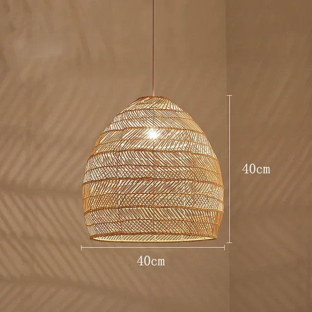 Homira Living Space Japanese Wooden Rattan Pendant Light – Handmade Tatami Chandelier for Bedroom, Study & Restaurant Decor