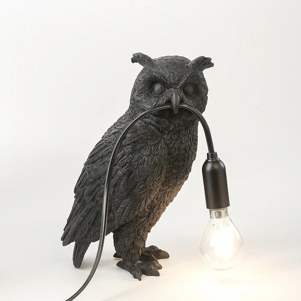 Homira Modern Owl Table Lamp – Creative Resin Animal Light for Bedroom, Bedside & Living Room Home Decor