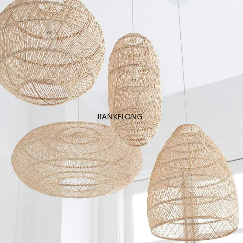 Homira Living Space Japanese Wooden Rattan Pendant Light – Handmade Tatami Chandelier for Bedroom, Study & Restaurant Decor