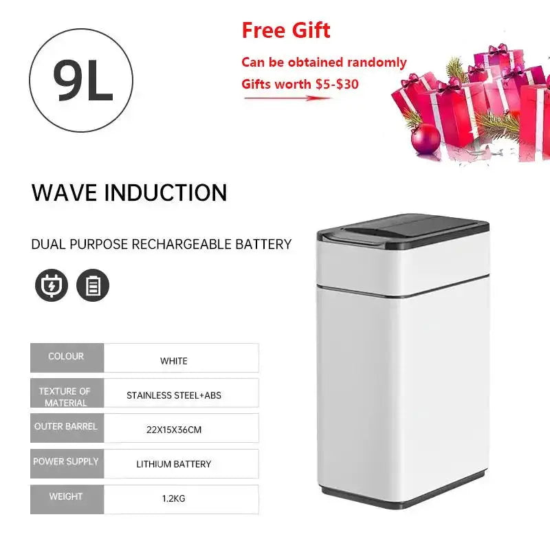 Homira Smart Sensor Trash Can – Large-Capacity Stainless Steel Automatic Bin (9L–60L) for Kitchen & Home