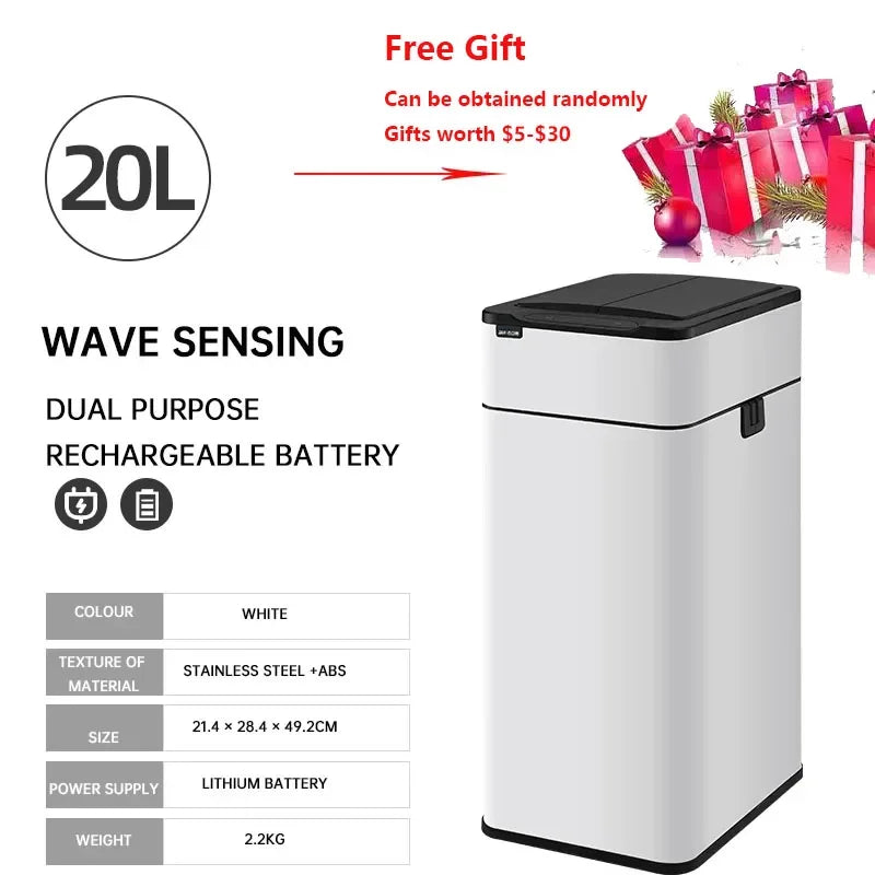 Homira Smart Sensor Trash Can – Large-Capacity Stainless Steel Automatic Bin (9L–60L) for Kitchen & Home
