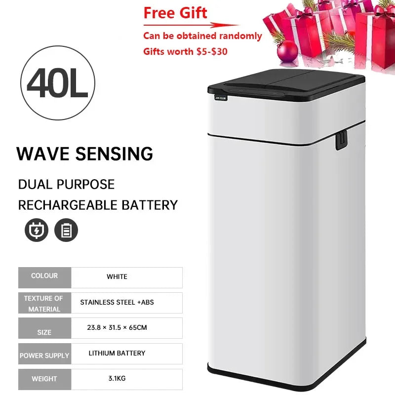 Homira Smart Sensor Trash Can – Large-Capacity Stainless Steel Automatic Bin (9L–60L) for Kitchen & Home