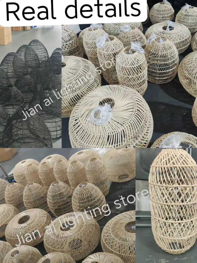 Homira Living Space Japanese Wooden Rattan Pendant Light – Handmade Tatami Chandelier for Restaurant, Bedroom & Study Room Decor