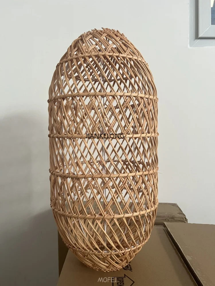 Homira Living Space Japanese Wooden Rattan Pendant Light – Handmade Tatami Chandelier for Bedroom, Study & Restaurant Decor