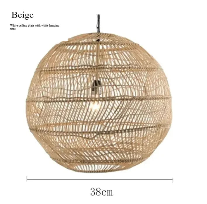 Homira Living Space Japanese Wooden Rattan Pendant Light – Handmade Tatami Chandelier for Restaurant, Bedroom & Study Room Decor