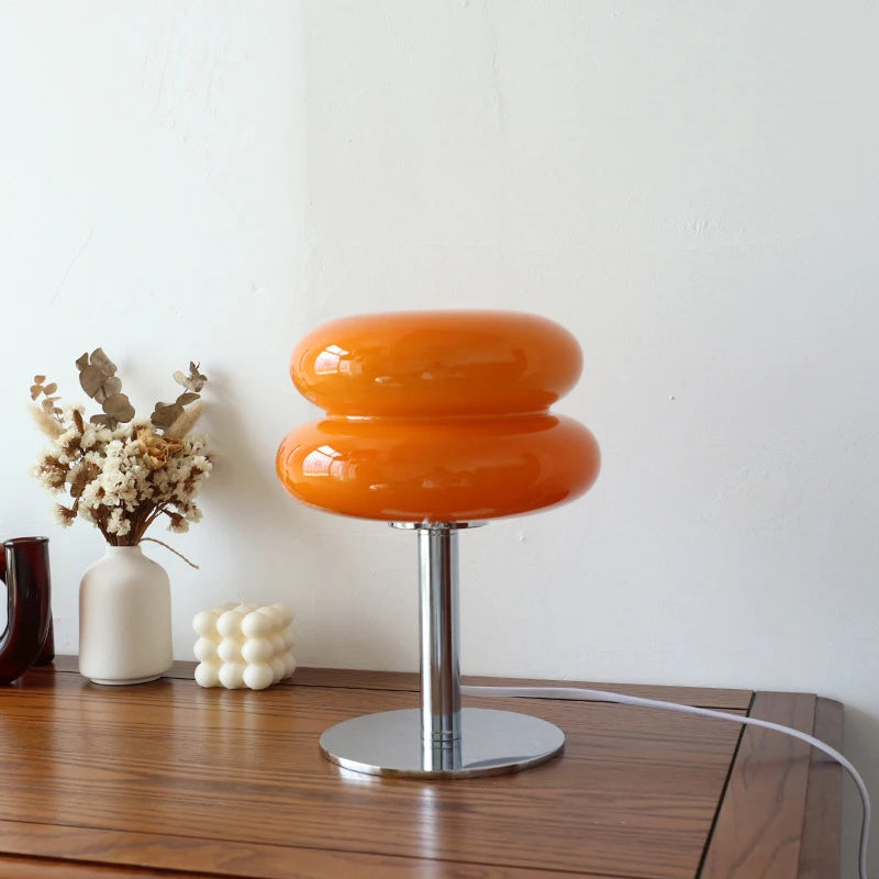 Homira Living Space Macaron Glass Table Lamp – Trichromatic Dimming Night Light for Bedroom, Bedside & Living Room Decor