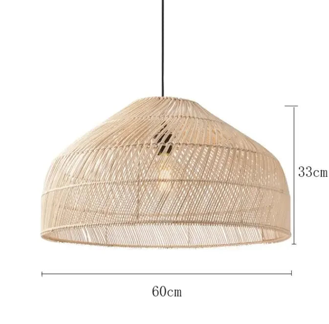 Homira Living Space Japanese Wooden Rattan Pendant Light – Handmade Tatami Chandelier for Bedroom, Study & Restaurant Decor