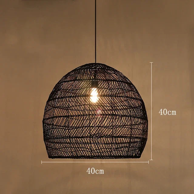 Homira Living Space Japanese Wooden Rattan Pendant Light – Handmade Tatami Chandelier for Bedroom, Study & Restaurant Decor