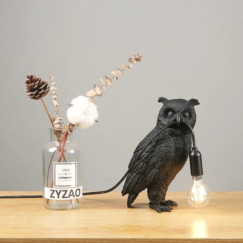 Homira Modern Owl Table Lamp – Creative Resin Animal Light for Bedroom, Bedside & Living Room Home Decor