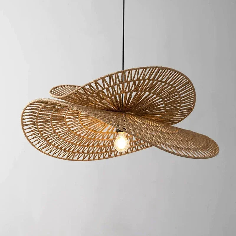Homira Living Space Rattan Pendant Light – Wabi-Sabi Handwoven Chandelier for Dining, Living Room & Bedroom Decor