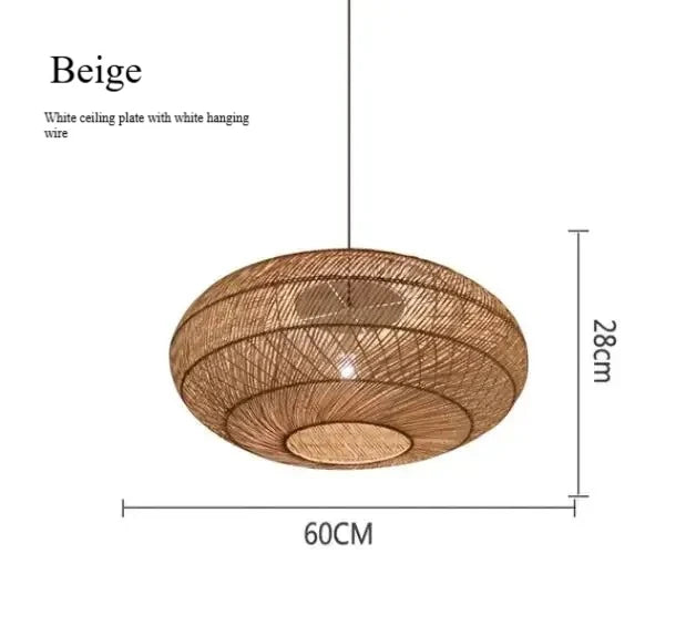 Homira Living Space Japanese Wooden Rattan Pendant Light – Handmade Tatami Chandelier for Restaurant, Bedroom & Study Room Decor