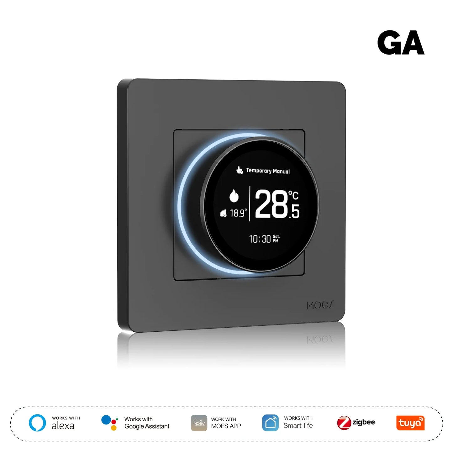 Homira ZigBee Smart Knob Thermostat – Star Ring Series Temperature Controller for Water Boiler & Electric Heating, Works with Alexa & Google Home