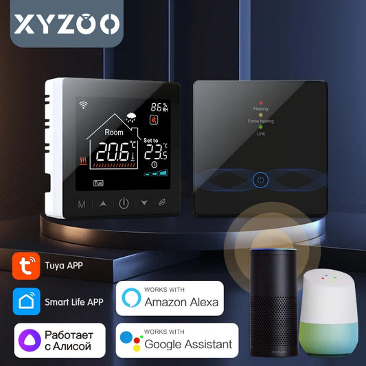 Homira WiFi Wireless Smart Thermostat – Gas Boiler & RF433 Floor Heating Controller with Receiver, Works with Alexa & Google Home
