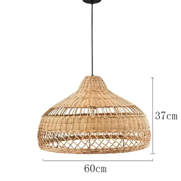 Homira Living Space Japanese Wooden Rattan Pendant Light – Handmade Tatami Chandelier for Bedroom, Study & Restaurant Decor