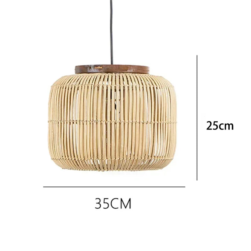 Homira Living Space Chinese Retro Rattan Pendant Lamp – Handmade LED Chandelier for Living Room, Bedroom, Restaurant & Homestay Decor