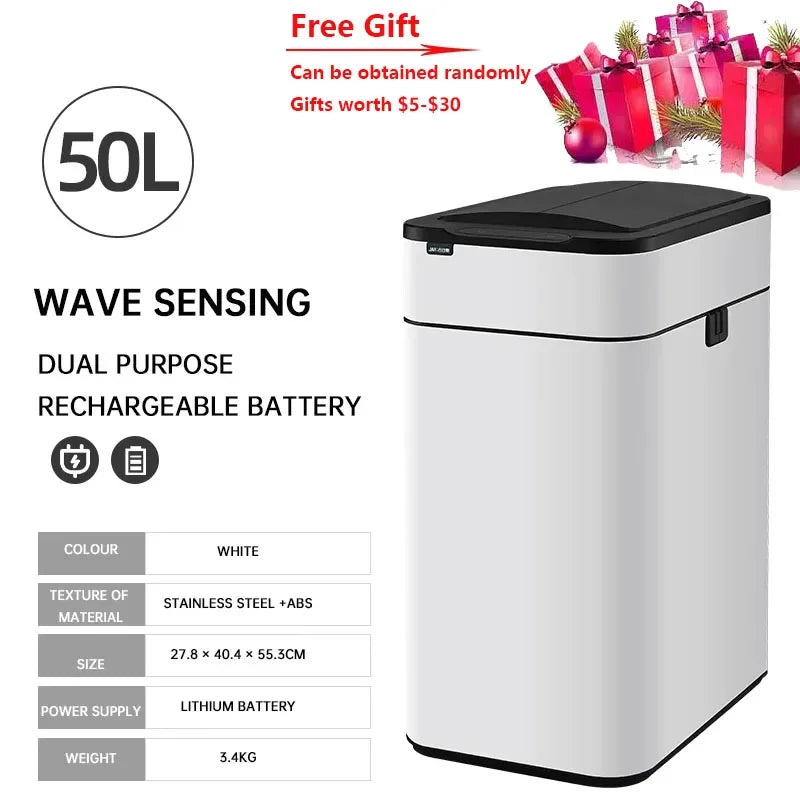 Homira Smart Sensor Trash Can – Large-Capacity Stainless Steel Automatic Bin (9L–60L) for Kitchen & Home