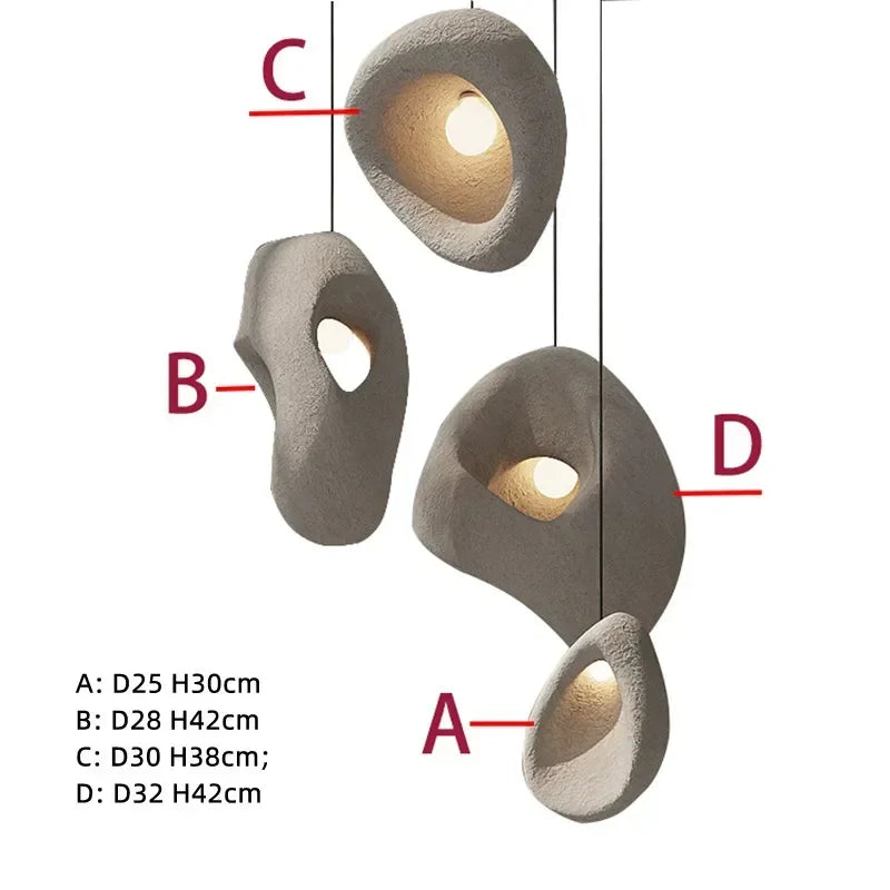 Homira Living Space Nordic Wabi-Sabi Stair Pendant Chandelier – Irregular Resin E27 Lamp for Villa & Staircase Decor
