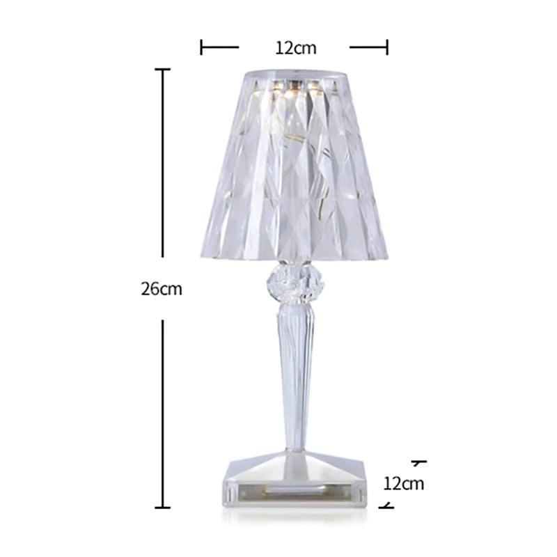 Homira Portable Diamond Table Lamp – Modern Acrylic Crystal Wireless Night Light with Lampshade for Bedroom & Desk Decor