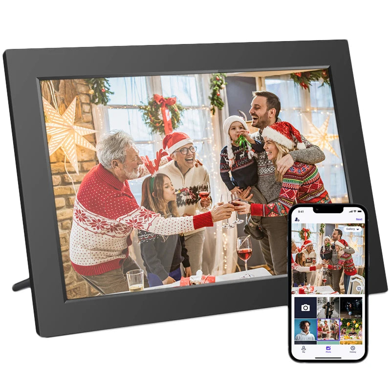 Homira 10.1" WiFi Digital Photo Frame – Smart IPS HD Touchscreen Picture Frame with 32GB Storage, Perfect Gift for Family