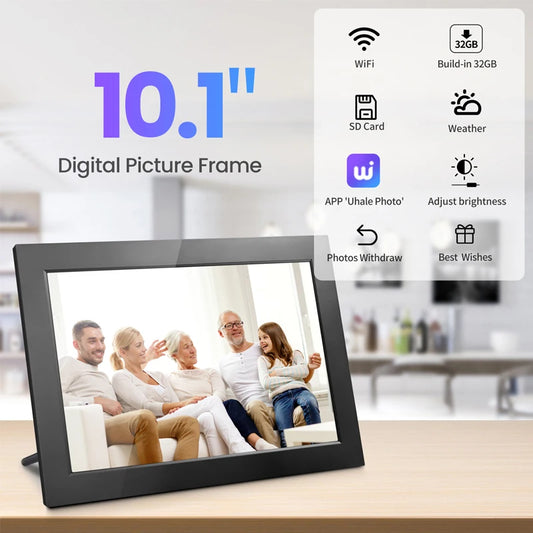 Homira 10.1" WiFi Digital Photo Frame – Smart IPS HD Touchscreen Picture Frame with 32GB Storage, Perfect Gift for Family