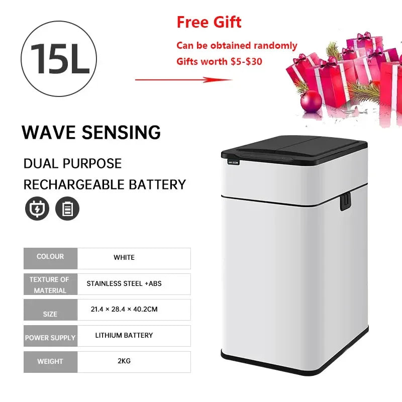 Homira Smart Sensor Trash Can – Large-Capacity Stainless Steel Automatic Bin (9L–60L) for Kitchen & Home