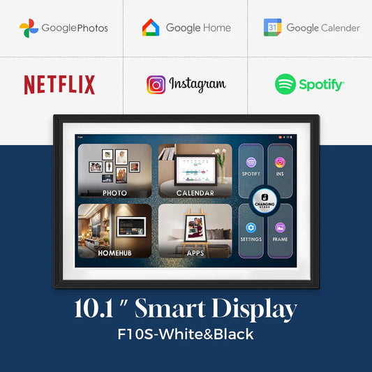 Homira 10.1" Smart Display – Touchscreen Digital Frame with Google Calendar, Assistant & Music Hub, Perfect Family Gift